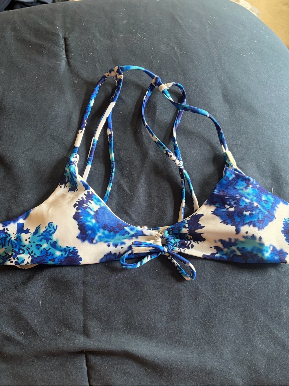 Blue & White Floral Bikini Top
